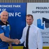 Club Chairman Colin Stewart with Ian Henry MBE, CR Director at Henry Brothers.Credit: Henry Brothers