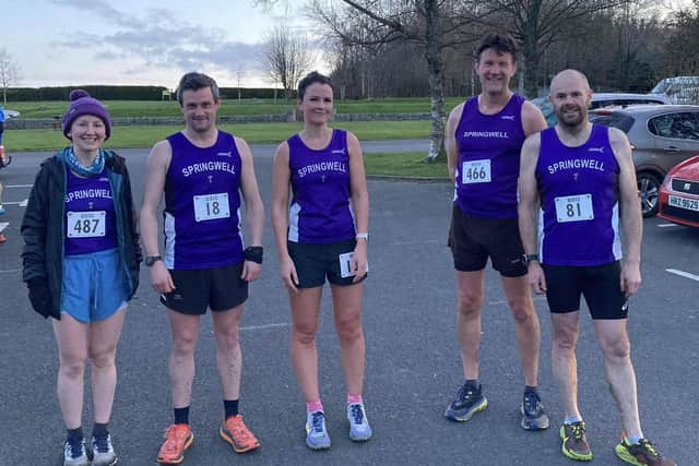 Bernadette O'Kane, Peter Tees, Carolyn Crawford, David McGaffin & Barry Mullan at Castlewellan forest park.