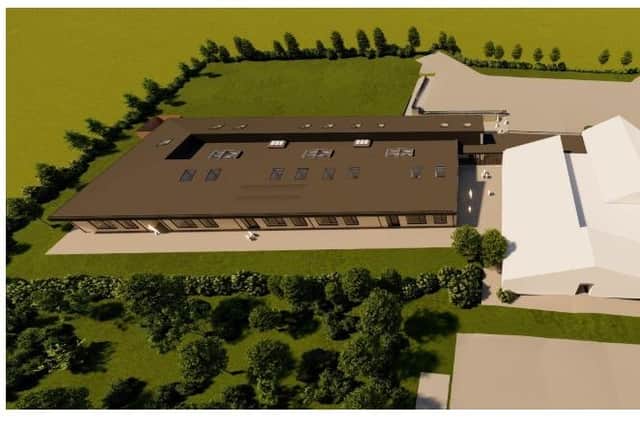 Artist's impression of the proposed single storey extension. Image supplied by Antrim and Newtownabbey Borough Council