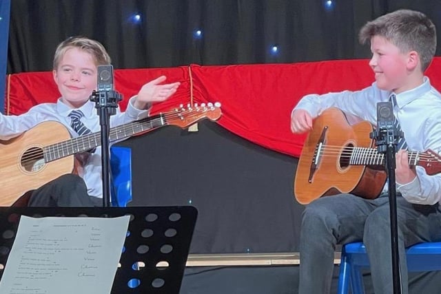 Leo and Dylan showcased their guitar skills.