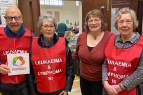 Terry Black, Hazel Black, Joanne Campbell and Iris Tweed at the Leukaemia and Lymphoma NI craft and collectibles fair in Whitehead.  Photo: Joanne Campbell