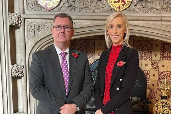 DUP MP and party leader Jeffrey Donaldson with Upper Bann MP Carla Lockhart.