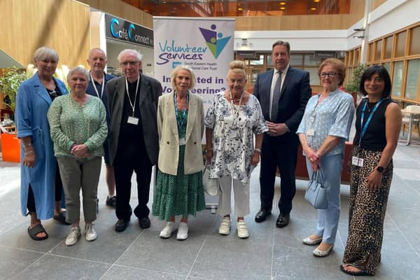 Julie Cusick, Volunteer Services Facilitator, Sonya Duffy Volunteer Services Manager, and Jonathan Patton, Trust Chairman with Volunteers at the launch