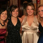 Naomi McCaw, Kirsty Morrison, Clare Wilson and Courtney Logan pictured at Ballycastle High School formal held at the Royal Court Hotel in Portrush in 2009