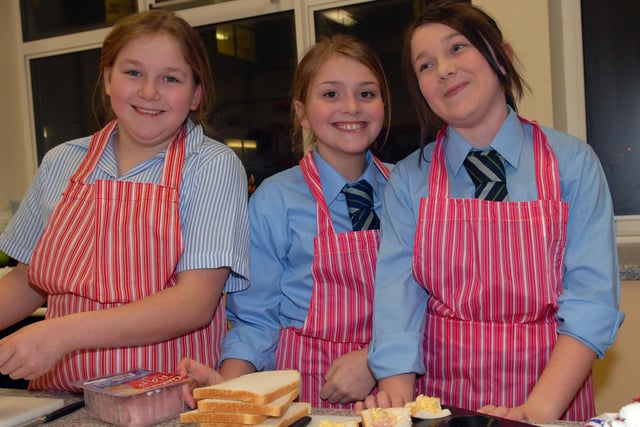 Helping out in the HE department at the Dromore High School open evening in 2011 are Christina Rosbotham, Liberty Pattinson, and Britney Sands