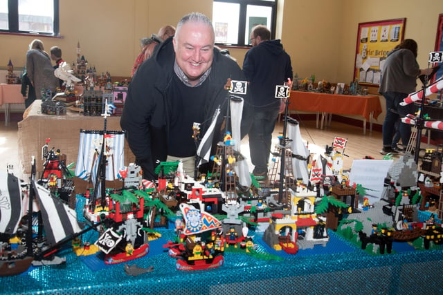 Lego isn't just for kids...Steve Fagan who enjoyed the exhibition on Saturday. PT15-202.