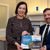 Jennifer Welsh, Chief Executive of the Northern Trust pictured with Health Minister Robin Swann at the newly opened Causeway Hospital Ambulatory Unit. CREDIT NORTHERN TRUST
