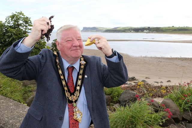 Mayor of Causeway Coast and Glens Borough Council Steven Callaghan tries some dulse and yellow man from the Dessert Bar in Ballycastle.