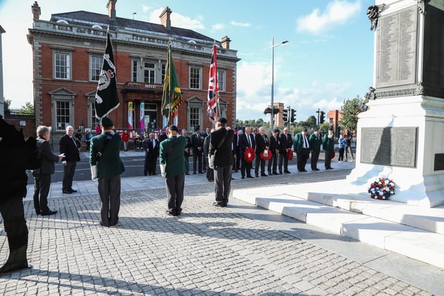 Lisburn Branch of the Royal British held their annual Somme Memorial Act of Remembrance at the war memorial in Lisburn on Saturday July 1. Alderman James Tinsley laid a Wreath on behalf of the Mayor and Lisburn & Castlereagh City Council. Wreaths were also laid by Brian Sloan Chairman Lisburn Branch and representatives of other Associations. Pic credit: Norman Briggs, rnbphotographyni