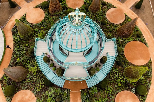 An aerial view of the garden.