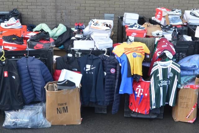 Some of the suspected counterfeit items seized by police on Sunday, January 14. Picture: PSNI
