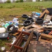 A large amount of items including tyres and wood has been dumped at Stoneyford Reservoir.  Picture: NI Water