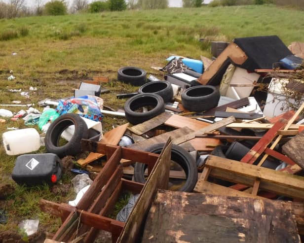 A large amount of items including tyres and wood has been dumped at Stoneyford Reservoir.  Picture: NI Water