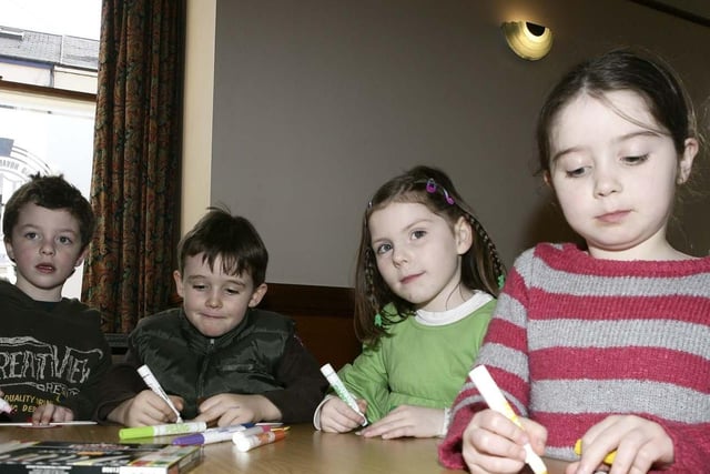 Some of the local youths who enjoyed learning  Celtic Crafts in Coleraine Town Hall during the Council's St. Patrick's Day festivities in 2008