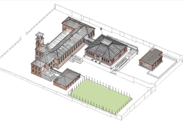 Lurgan Model PS, as it will look like with the planned extension and stand-alone nursery unit within the playground. Credit: ABC planning portal