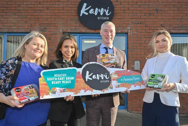 Pictured at Karri Kitchen in Craigavon are, from left: Brenda Kelleghan of Southern Regional College; Shera McAloran of Karri Kitchen; Graeme Wilkinson of DfE; and Lee Campbell of Southern Regional College.