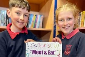 Ballytober PS pupils Ethan and Katelyn who organised the event
