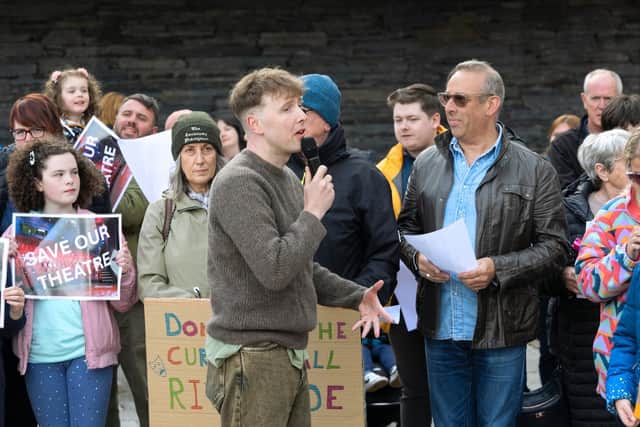 Campaign organiser Steven Millar pictured at the protest outside Causeway Coast and Glens Council offices on June 3. Credit John Purvis