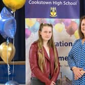 The principal Gwyneth Evans pictured with a student who achieved 5 A grades at A2 Level.