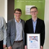 Bursary recipient Oliver Gunning (right) with  Kevin Kelly, national strategic partnerships manager with Vision Ireland and Pádraig Healy, national sports development manager with Vision Sports Ireland. Photo submitted by Vision Sports Ireland
