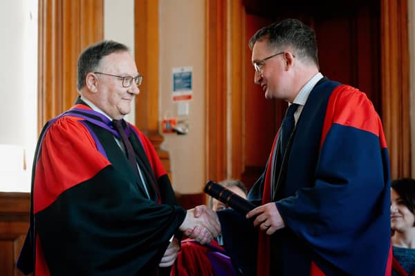 Hon DD Rev Dr Trevor Gribben (L) and Professor McClenahan.  Photo: PCI