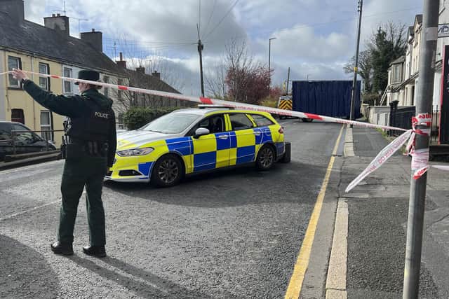 Police at the scene after a woman's death was reported in Portadown.