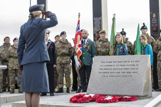 Paying tribute to the fallen during Remembrance Sunday in Carrickfergus