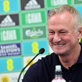 Michael O'Neill during today's first press conference of his second spell as Northern Ireland manager