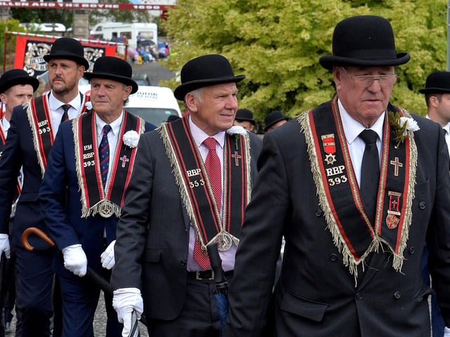 Sir Knights of Summerisland District on parade in Loughgall on Saturday. PT35-213.