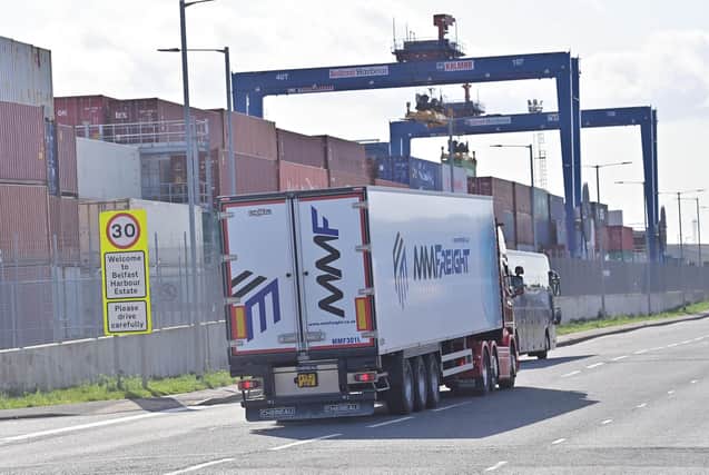 Freight lorries at Belfast docks. Dr Esmond Birnie argues significant changes need to be made to the current systems.