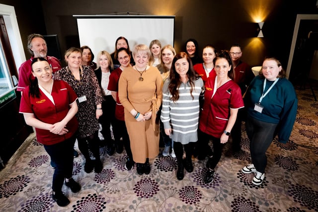 Pictured at the Kingdom Healthcare Service Excellence in Domiciliary Care Awards is registered manager of the Southern division, Honor Hawthorne (centre) with members of the Kingdom Healthcare domiciliary care team from the Southern Division who were named as winners and highly commended.