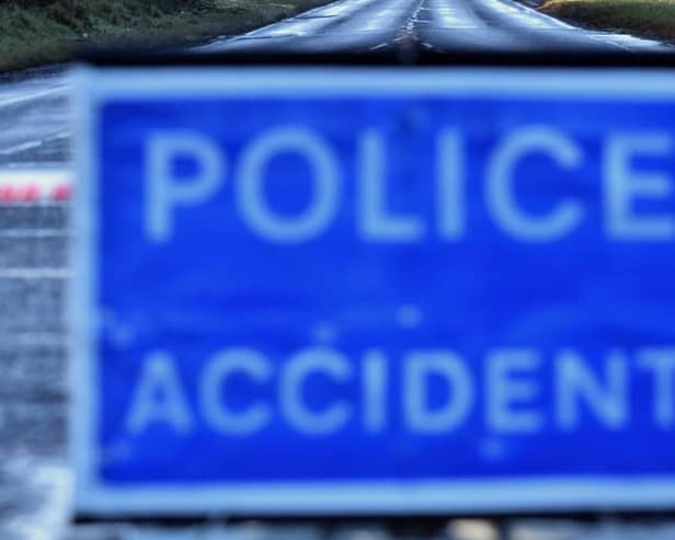 There is a road crash on the south bound carriageway of the M1 just past the turn off for Lurgan, Co Armagh.