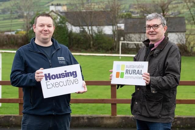 Eoin McKinney and Christopher McAfee, from the Housing Executive, are calling for people to get in touch by December 23 if they are interested in social and affordable housing in the Carnalbanagh area.