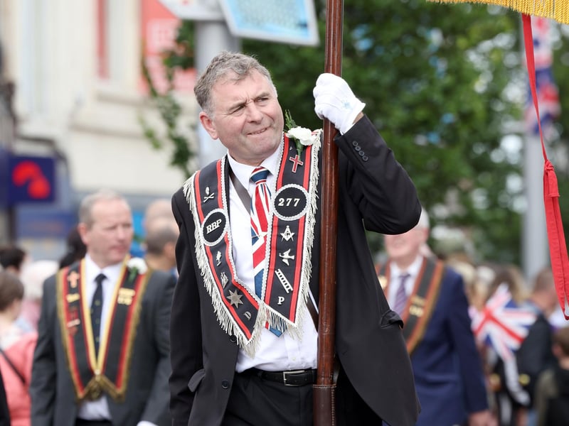 Taking the strain during the Lurgan Royal Black District Chapter No 2 parade in Bangor.
