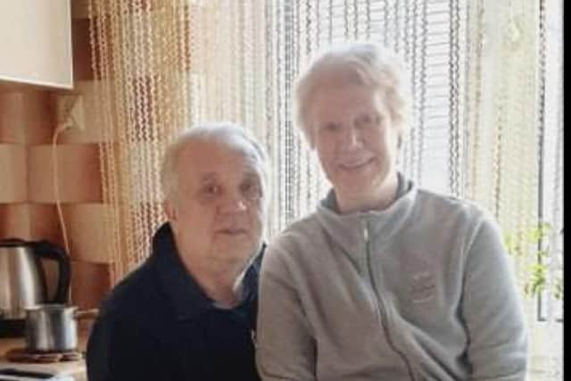 Misha's grandparents Svetlana and Valera who are still living in Odesa