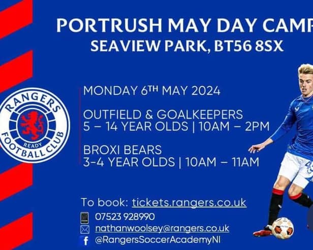 The one-day soccer academy will take place at Seaview in Portrush. Credit Rangers FC