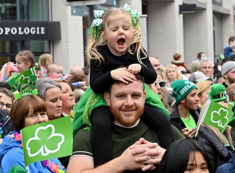 Enjoying a bird's eye view of the parade.