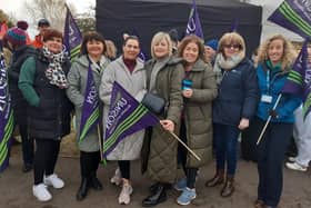 Some of the nurses who are on strike today at the picket line close to Craigavon Area Hospital. Unison, GMB and NIPSA members are taking industrial action over pay and working conditions.