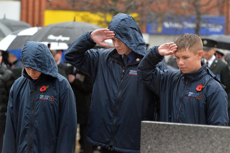 Young BB members during Sunday's Remembrance event in Portadown.
