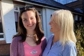 Bella Long celebrates her GCSE results with her proud mum.