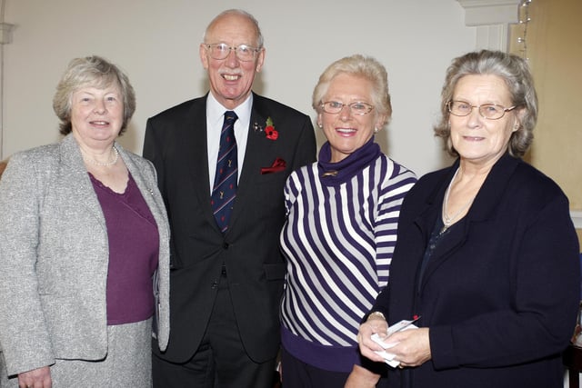 Rev. Alan and Isobel Knox, Anne Dark, and Georgie Shiels pictured during the RAFA Dinner at the Causeway Hotel in 2010