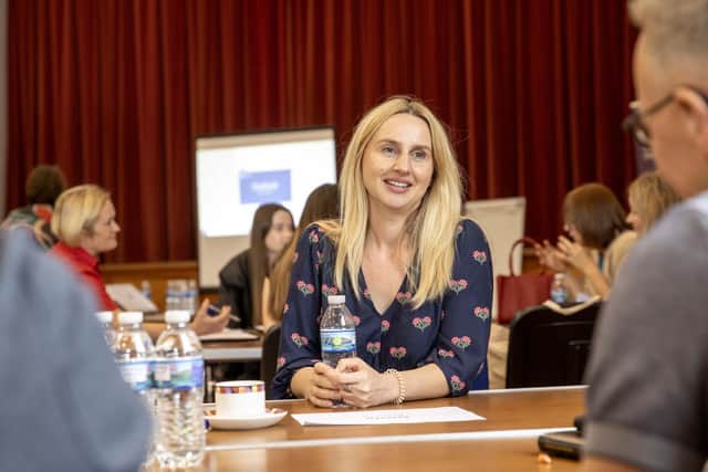 Gosia, who started life in Poland, chats about her life there and here in Northern Ireland at the recent Café Culture event held in Coleraine Town Hall. Credit McAuley Multimedia