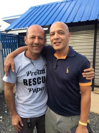 Ballymoney man Robert Donkers (right) pictured with Michael Chour, the director and founder of the Voice of Animals Foundation. Credit Dallas Buckley