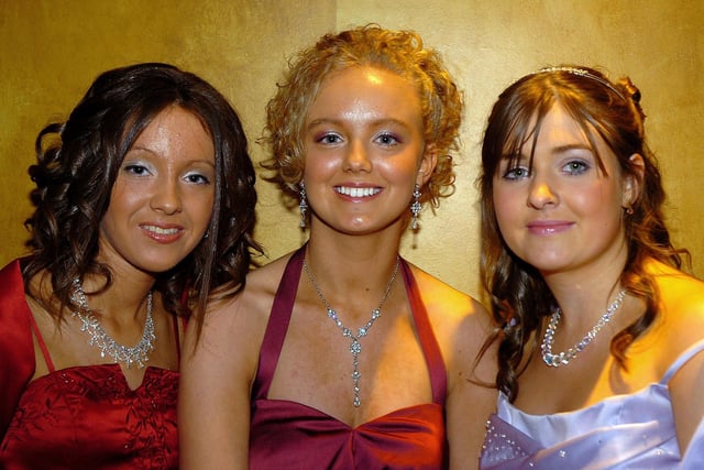 Smiling for the camera at Cookstown High School formal were Cathy Wilson, Gillian Parke and Gillian Morrow.