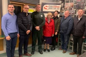 Pictured at the recent meeting are Cllr Johnathan Buchanan, Keith Buchanan MLA, Superintendent Michael O’Loan, PSNI District Commander, Cllr Anne Forde, Cllr Eva Cahoon, Cllr Wesley Brown, Cllr Wilbert Buchanan. Credit: Submitted