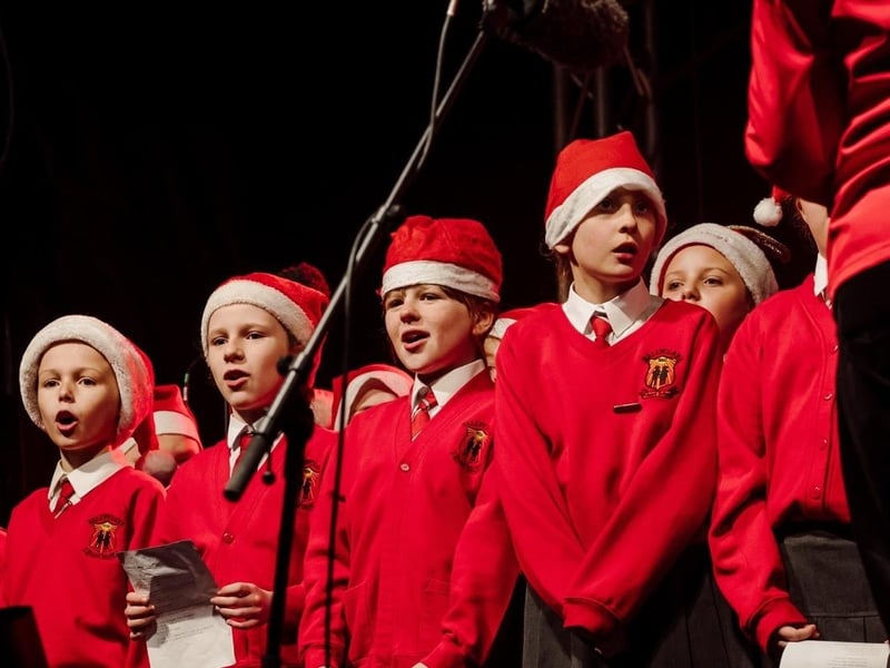 Ballyclare Primary School students singing at the switch on event.
