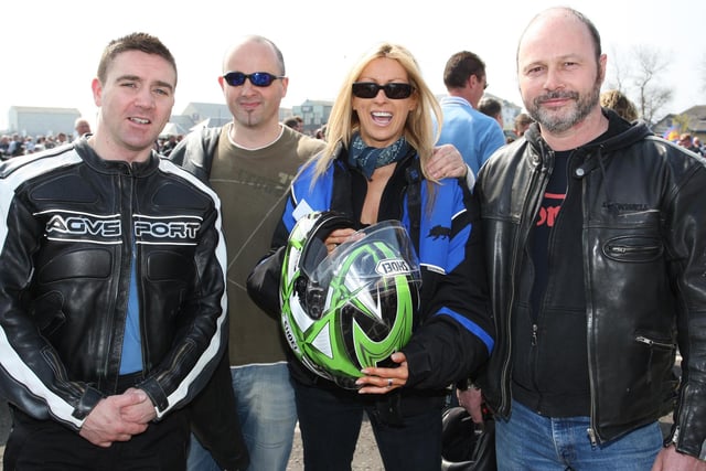 Colin Moffett, Marty McGreevy, Liz Coote and Roy Johnston from Newtownabbey taking part in as Quay Vipers charity ride out from Carrick.   CT17-451RM