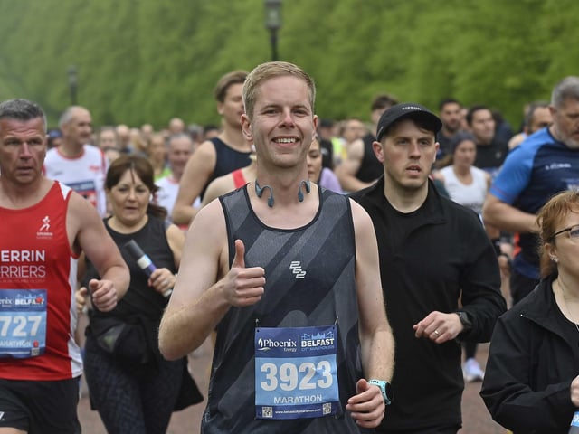 Enjoying being part of the Belfast City Marathon.