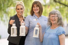 Suzi Stewart from Dundonald (fr left), Marie Curie Nurse Laura Harland,Heather Watsonn