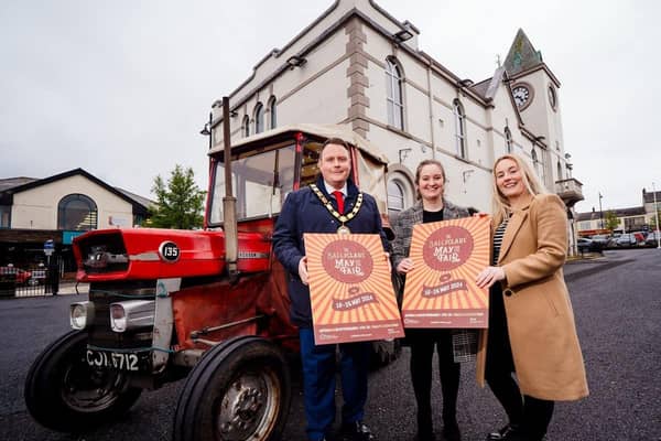 Mayor of Antrim and Newtownabbey, Cllr Mark Cooper launched this year's May Fair alongside Cllr Jeannie Archibald-Brown (right) and the Ulster Scots Agency. (Pic: Antrim and Newtownabbey Borough Council).